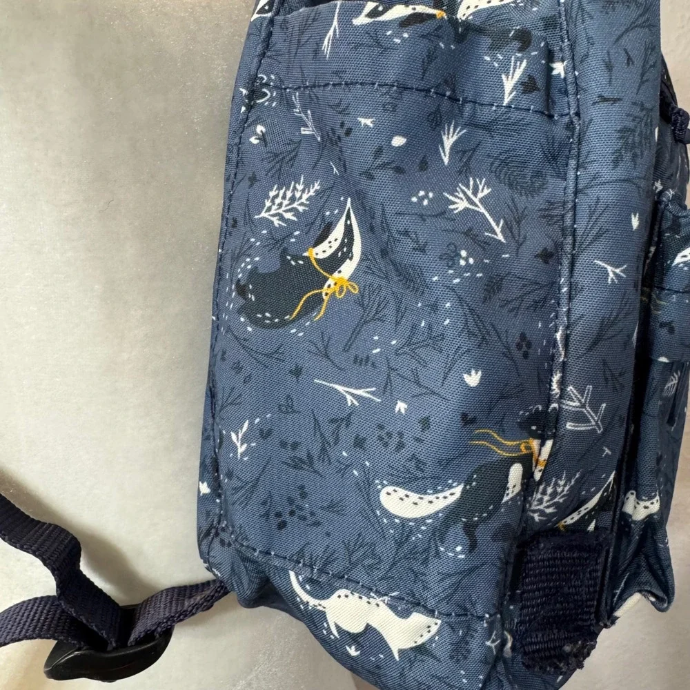 Fjallraven Kanken Mini Blue Fable Print Mini Backpack Shoulder Strap Handle